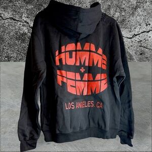 •NWT• Homme + Femme LA Black with Red Text Money Sex Respect Hoodie • Mens M & L